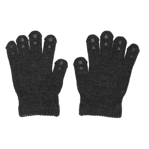 Rutschfeste Handschuhe für Babys und Kleinkinder - Merinowolle - Dunkelgrau Melange
