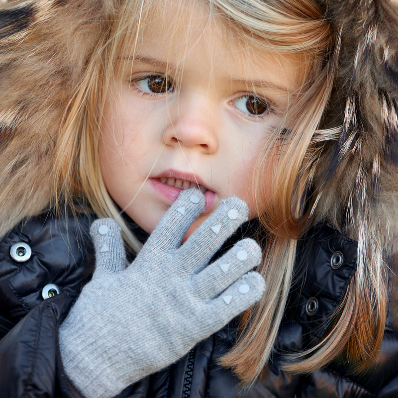 Rutschfeste Handschuhe für Babys und Kleinkinder – Merinowolle – Braunmeliert