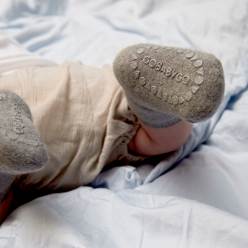 Rutschfeste Socken Mini Baumwolle - Grey Melange