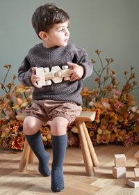 Rutschfeste Grip-Socken - Bambus - Dunkelgrau Melange