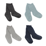 4er-Pack Grip-Socken – Bio-Baumwolle Bio-Baumwolle – Dunkelgrau-Melange, Staubblau, Grau-Melange, Marineblau